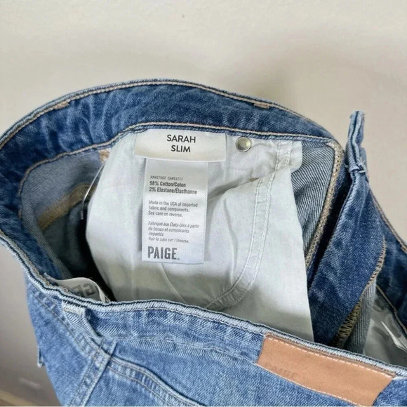 Paige Womens Size 27 Sarah Slim Destructed Ribbed Jeans - Picture 10 of 16